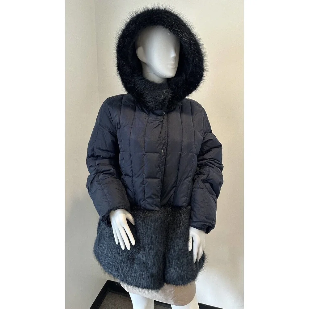 Crewcuts Girls Coat Blue Primaloft Puffer Faux Fur Jacket - Size 16 Orig.$239 - Picture 1 of 13